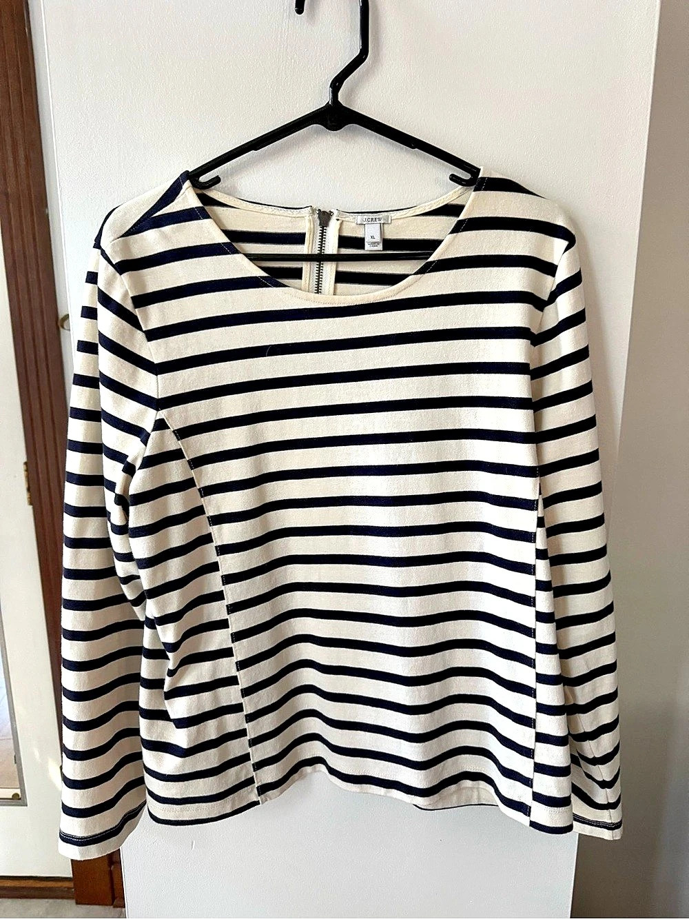 J.Crew Pieced Pinstripe Sweatshirt Black & White Medium